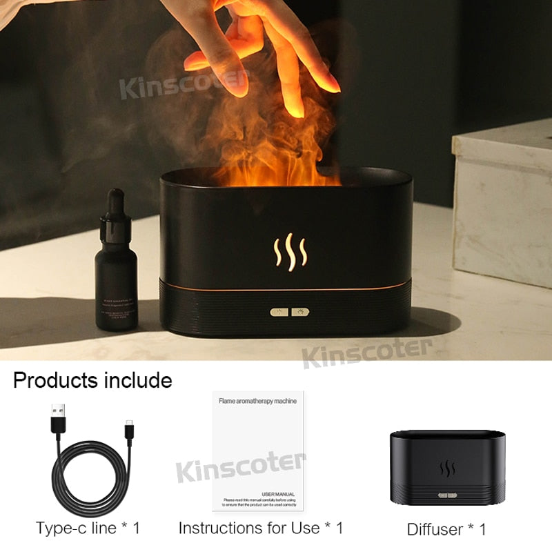 Essential oil diffuser - Air humidifier - Flame effect with steam and led