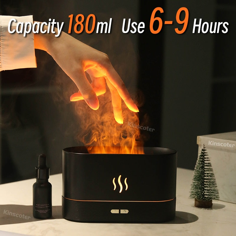 Essential oil diffuser - Air humidifier - Flame effect with steam and led