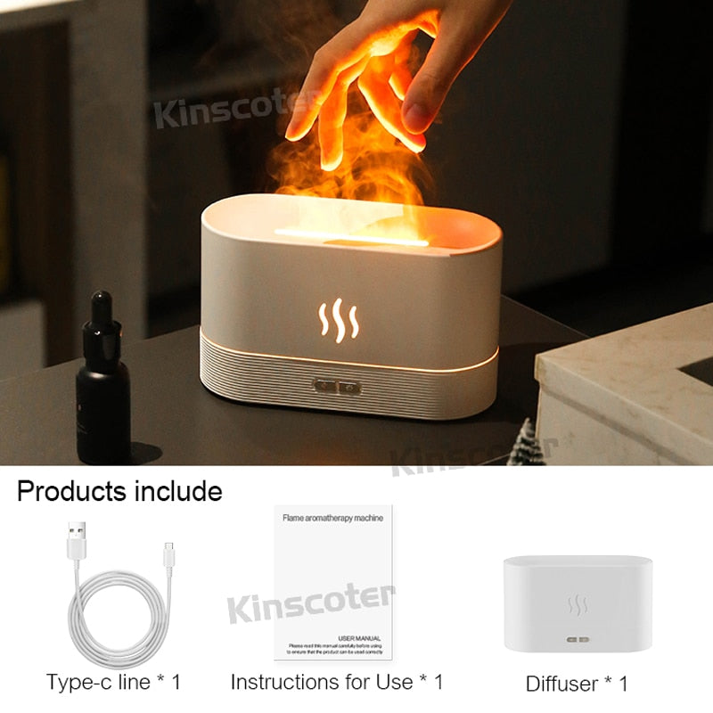 Essential oil diffuser - Air humidifier - Flame effect with steam and led