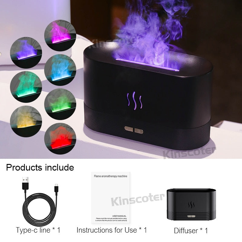 Essential oil diffuser - Air humidifier - Flame effect with steam and led