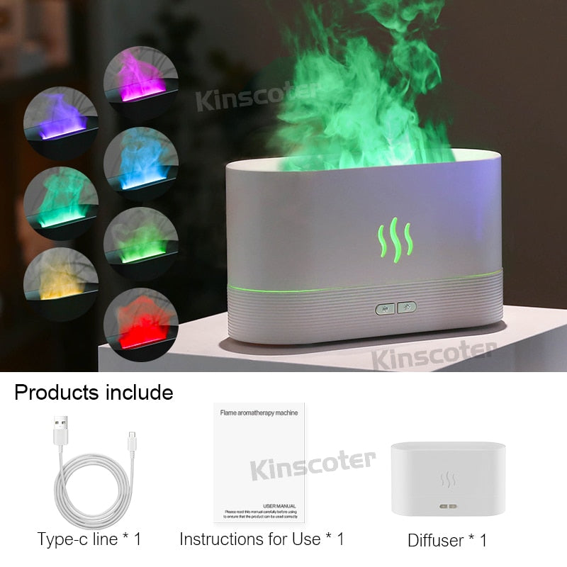 Essential oil diffuser - Air humidifier - Flame effect with steam and led